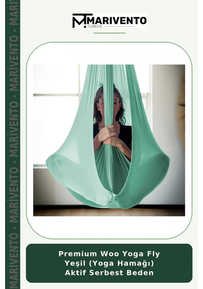 Premium Woo Yoga Fly Yeşil Yoga Hamağı Aktif Serbest Beden