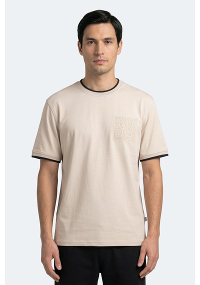 Slazenger Zavıer Erkek Pamuklu Bej Tişört