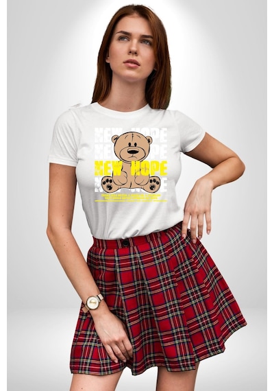 Yeni Umut Unisex Unisex Beyaz Organik Baskılı T-shirt Penye Yüksek Kalite Beyaz
