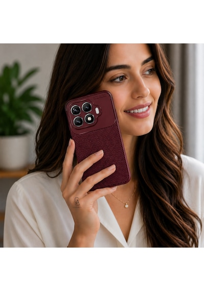 Xiaomi Mi 17t Uyumlu Kılıf Karbon Tasarım Kamera Korumalı Silikon Telefon Kılıfı Kapak Bordo