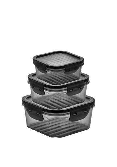 Jasper JPR-0113 Saklama Kabı Plastik Seti Antrasit 1400 ML + 800 ML + 400 ML