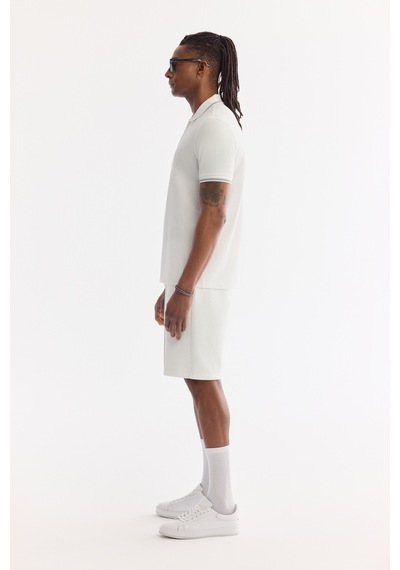 Avva Erkek Beyaz Kıvrılmaz Polo Yaka Pamuklu Teknik Kumaş Regular Fit T-shirt A61y1097