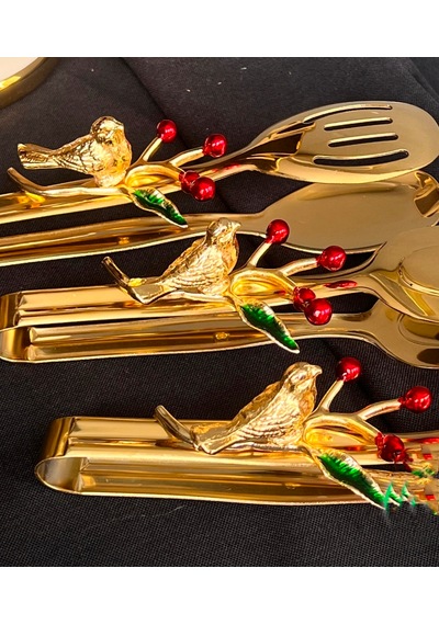 Gold Kuşlu 3 Lü Maşa Servis Seti