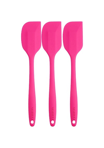 Silikon Kaşık Spatula Seti 6lı Yanmaz Yapışmaz Çizmez Fuşya 27cm