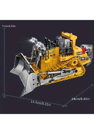Uzaktan Kumandalı Buldozer Işıklı İnşaat Aracı 7-12 Yaş Erkek Çocuklar İçin