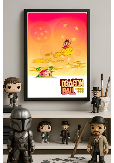 Dragon Ball Siyah Ahşap Çerçeveli Poster, Anime Duvar Tablosu