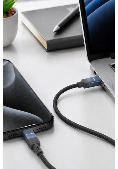 Ofis Cep Telefonu Teknoloji Şarj Kablosu Type-c To Lightning Data Kablo U18 Siyah
