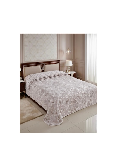 Çift Kişilik Baskılı Battaniye - 4 Kg Kalın Kışlık - 200x240 Cm Vizon