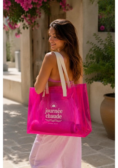 Hig Home Su Geçirmez Şeffaf Plaj Çantası Büyük Boy Kadın Deniz Havuz Omuz Çantası Pvc Şeffaf Çanta Beach Bag Pembe