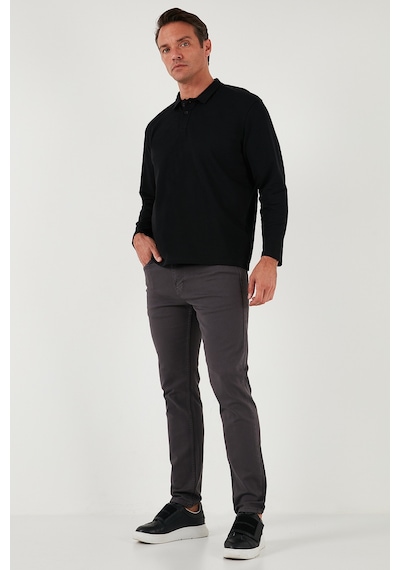 Buratti Streç Pamuklu Regular Fit Normal Bel Düz Paça Erkek Pantolon 674002 Füme