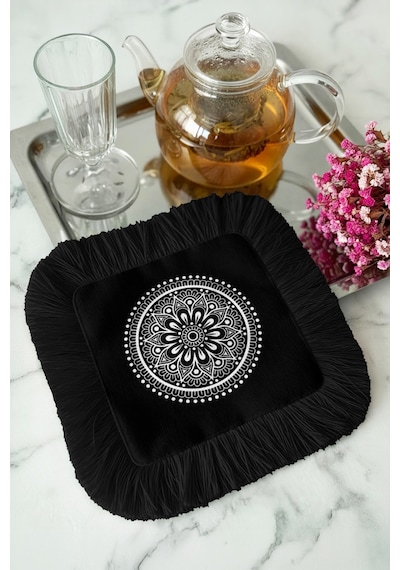 Mandala Motifli Lüks Saçaklı Bohem Sunum Peçetesi - Siyah Beyaz Bohem Sofra Bardak Altlığı Mendil Doğumu Gök Mavisi Mandala Motifli Lüks Saçaklı Bohem Sunum Peçetesi - Siyah Beyaz Bohem Sofra Bardak Altlığı Mendil Doğumu Gök Mavisi