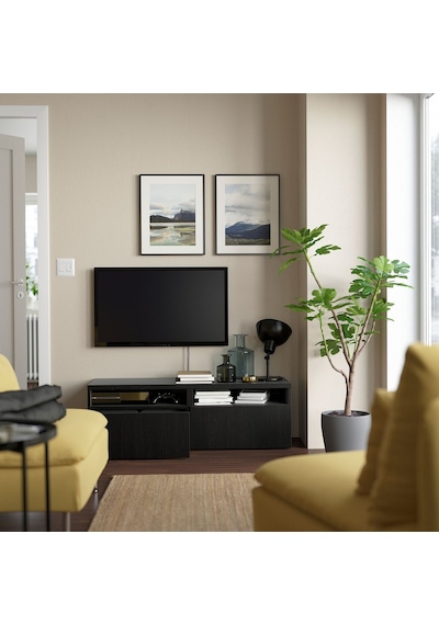 Tv Sehpası, Venge, 120x42x39 Cm, Lappvıken, Fren Raylı Meşe Tv Sehpası, Venge, 120x42x39 Cm, Lappvıken, Fren Raylı Meşe