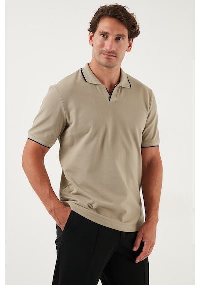Buratti Pamuklu Regular Fit Şerit Detaylı Erkek Polo Yaka T Shirt 5902964 Vizon