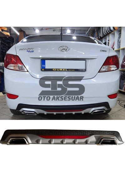Hyundai Accent Blue Difüzör Arka Tampon Eki 2 Egzoz Çıkışlı Gri Reflektörlü