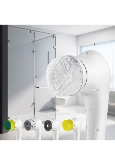 Şarjlı 5 Başlıklı Profesyonel Temizlik Fırçası Bulaşık Küvet Lavabo Banyo Temizleme Fırçası Diğer