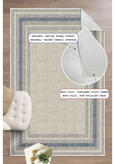 Modern Makinede Yıkanabilir Kaydırmaz Leke Tutmaz Salon Halı Oturma Odası Halı Mutfak Halı Ve Yolluk Mavi