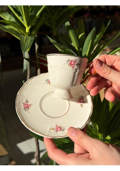 6'lı Porselen Fiore Luxe Kahve Fincanı-5380 Beyaz
