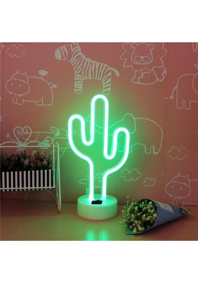 Buffer Kaktüs Dekoratif Neon Led Masa Ve Duvar Lambası Gece Lambası Çok Renkli