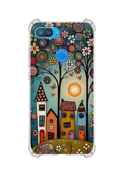 Printify Xiaomi Mi8 Lite İle Uyumlu Düşlerin Dansı Serisi Gece Senfonisi Tasarımlı Uv Baskılı Köşe Korumalı Antişok Kılıf Şeffaf
