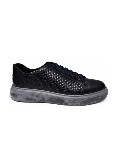 Bambi Lacivert Hakiki Deri Erkek Sneaker E01600121241