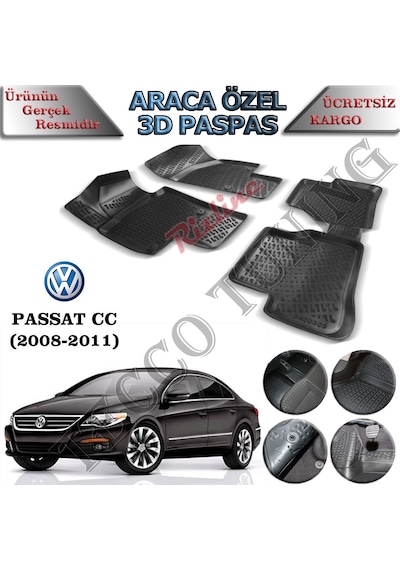 Volkswagen Passat Cc 2008-2011 3D Havuzlu  Paspas
