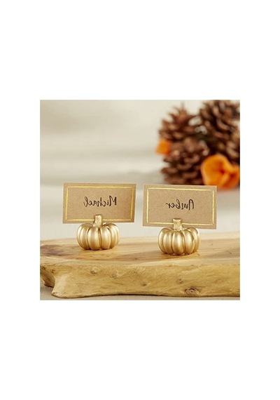 Fall Decor Mini Altın Kabak Masa Kartı Tutucu 6 Adet , Şükran Günü Masa Dekorasyonu, Sonbahar Temalı Düğünler, Gelin Buketleri İçin Mükemmel
