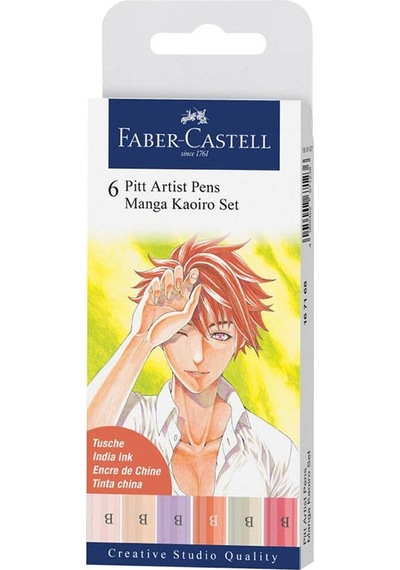 Faber Castell 6 Pitt Artist Pen Manga Kaoiro Set 167168