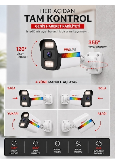 2 Li Sesli Güvenlik Kamerası 5 Mp Gece Renkli Yüz Ve Araç Tanımalı Full Hd Kamera Sistemi