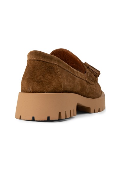 Deery Kadın Hakiki Süet Taba Rengi Püsküllü Loafer - 02035ztbac01