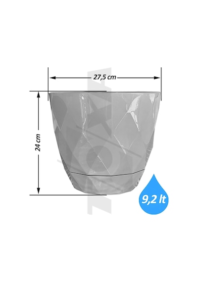 Yakamoz Saksı 1, Gri, 9.2 Litre Diğer