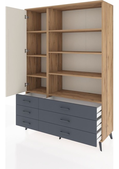 Hyperion Dolap 8 Raflı 6 Çekmeceli Tek Kapaklı 132x44x195 Çam-aytaşı/antrasit Aytası/antrasıt Hyperion Dolap 8 Raflı 6 Çekmeceli Tek Kapaklı 132x44x195 Çam-aytaşı/antrasit Aytası/antrasıt