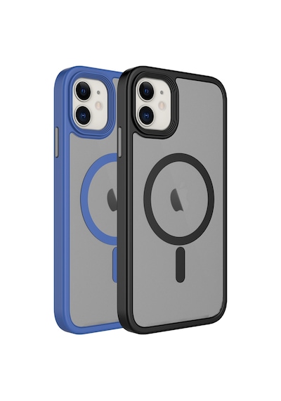 Apple iPhone 12 Uyumlu Mat Arka Yüzey Wireless Şarj Özellikli Flet Magsafe Kılıf-s Siyah Siyah