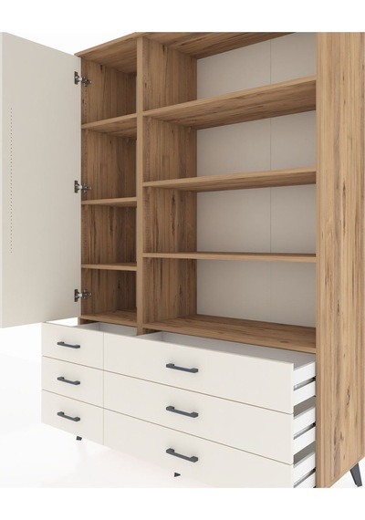 Hyperion Dolap 8 Raflı 6 Çekmeceli Tek Kapaklı 132x44x195 Çam-aytaşı/aytaşı Aytası/aytası Hyperion Dolap 8 Raflı 6 Çekmeceli Tek Kapaklı 132x44x195 Çam-aytaşı/aytaşı Aytası/aytası