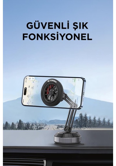 Torima JX-060 Sarsılmaz Manyetik 360 Derece Ayarlanabilir Araç İçi Telefon Tutucu Siyah