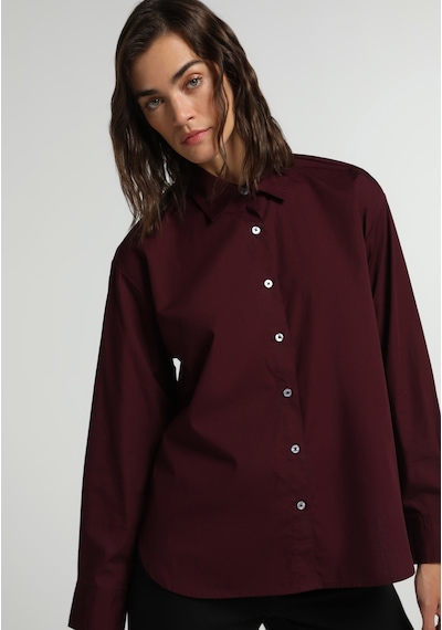 Colin's Colins Boyfriend Fit Shirt Neck Düz Kadın Bordo Uzun Kol Gömlek Cl1081481 Q1.v1 Bur