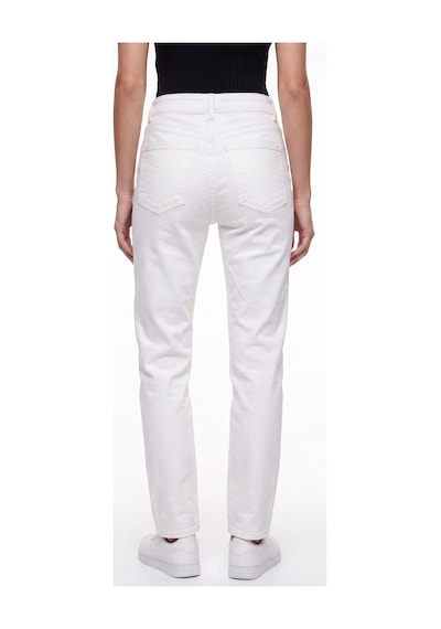 CEMO Kadın Yüksek Bel Mom Fit Düz Paça Jean Pantolon Beyaz