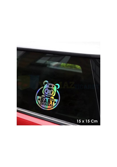 Arabada Bebek Var Baby On Board Hologram Oto Sticker Araba Etiket