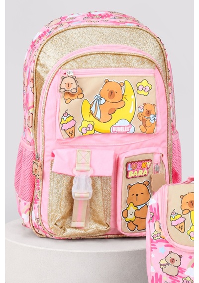 X Dekomus Capybara Golden Dream Collection Büyük Boy Okul Çantası Ve Beslenme Çantası Seti Diğer