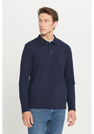 Ac&Co / Altınyıldız Classics Erkek Lacı %100 Pamuk Standart Fit Normal Kesim Polo Yaka Sweatshirt