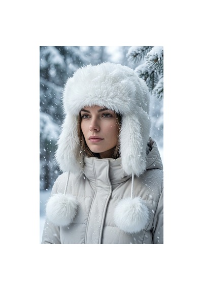 Emybox Rus Şapkası Kadın Ushanka Kürk Kalpak - Soğuk Geçirmez Kulaklı Ponponlu Kışlık Şapka Beyaz