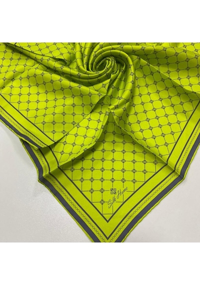 Silk Home Neon Yeşil Monogram Desenli Tivil İpek Eşarp 11393-97