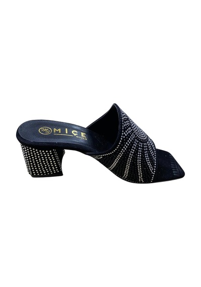 Miçe Shoes Kadın Kalın Topuklu Taşlı Terlik Siyah Taşlı - 873533717 Siyah Taşlı