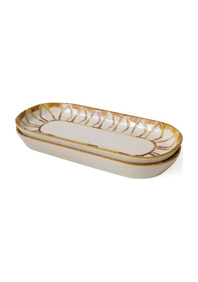 Keramika Worn Gold Noyan Kayık Tabak 26 Cm 2 Adet 22967 Çok Renkli