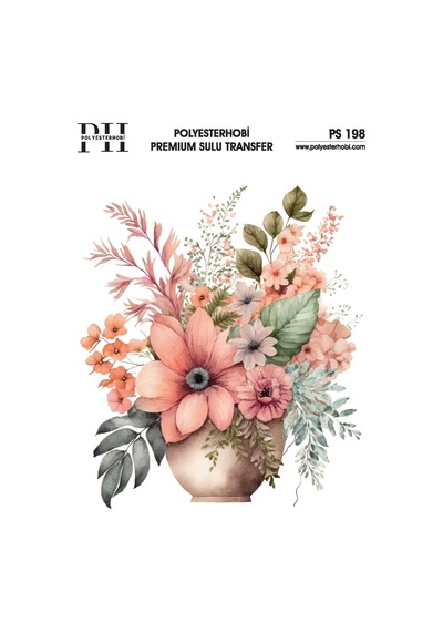 Polyesterhobi Premium Sulu Transfer 25x35 Cm Çiçek Desenli Ps 198