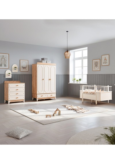 Soft Meşe Çocuk Odası Takımı, Soft Meşe 3 Kapaklı Dolap, Şifonyer, Dünya Büyüyen Beşik Beyaz Soft Meşe Çocuk Odası Takımı, Soft Meşe 3 Kapaklı Dolap, Şifonyer, Dünya Büyüyen Beşik Beyaz