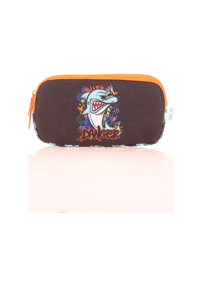 Kaukko Kids 3 Bölmeli Kalem Çantası Cube Shark Siyah L8175