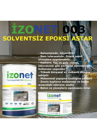 İzonet 003 Solventsiz Epoksi Astar 3,1+1,9 5 Kg