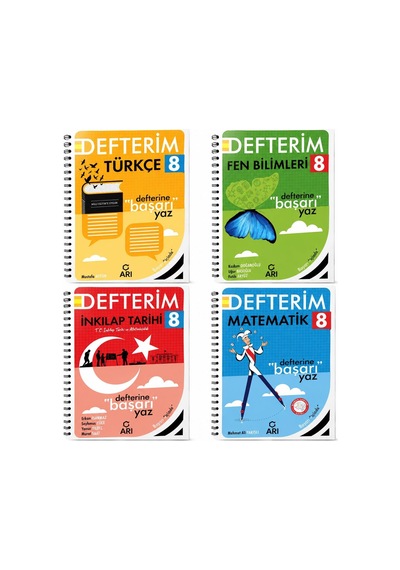 Arı Yayınları 8. Sınıf Türkçe Matematik Fen Bil. İnkılap Tarihi 4lü Lgs Defter Set