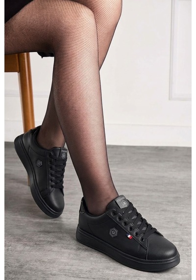 Nstil Unisex Spor Ayakkabı Rahat Yumuşak Taban Kaymaz Günlük Bağcıklı Sneaker 034 Siyah