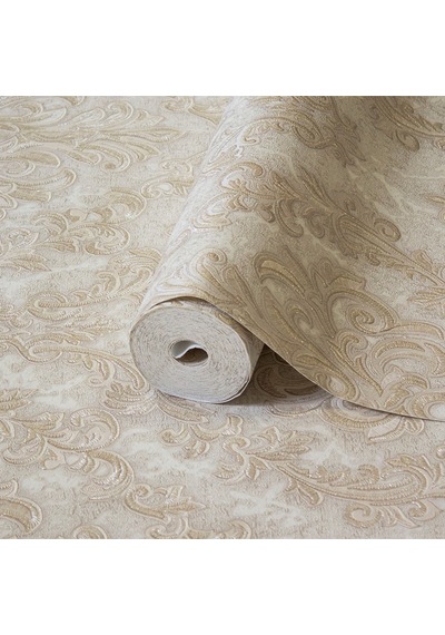 Adawall Zengin Damask Desen Duvar Kağıdı Rococo 1405-3/15, Krem, Bej 1.06x15.6m - 16.5m² Çok Renkli